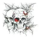 Skulls with blood thorns tattoo design idea