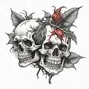 Skulls with blood thorns tattoo design idea
