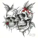 Skulls with blood thorns tattoo design idea