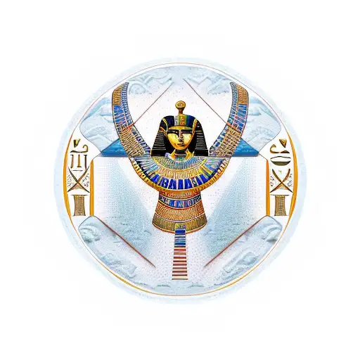 Ancient Egyptian hieroglyphics mixed with modern symbols representing teaching tattoo design idea