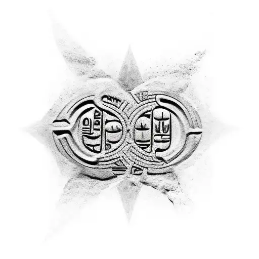 Ancient Egyptian hieroglyphics mixed with modern symbols representing teaching tattoo design idea