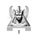 Ancient Egyptian hieroglyphics mixed with modern symbols representing teaching tattoo design idea