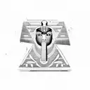 Ancient Egyptian hieroglyphics mixed with modern symbols representing teaching tattoo design idea