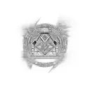 Ancient Egyptian hieroglyphics mixed with modern symbols representing teaching tattoo design idea