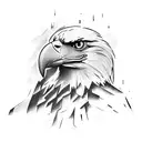 An eagle perched on a gladiator's shoulder, with a sword and spear crossed behind them tattoo design idea