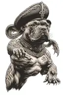 A mythical creature combining features of a Staffordshire Bull Terrier and a warrior tattoo design idea