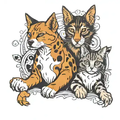 2 dog paws, 1 cat paw tattoo design idea