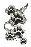 2 dog paw print, 1 cat paw print forming tattoo design idea