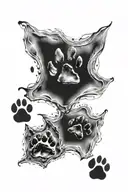 2 dog paw print, 1 cat paw print forming tattoo design idea