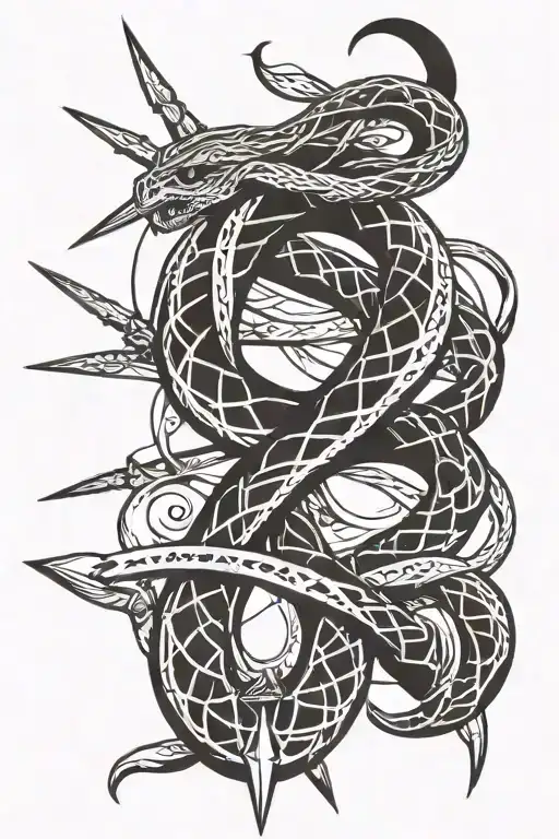 snake and sword tattoo design idea