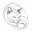 linguists cat sleeping tattoo design idea