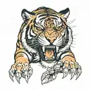 a tiger with its paw scratching a skull tattoo design idea