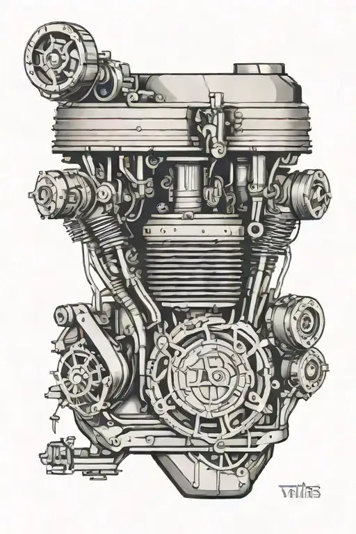 v8 engine drawing tattoo design idea