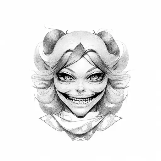 Playful line drawing of a mischievous smile tattoo design idea