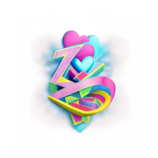 Z letter with heart tattoo design idea