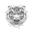 Tiger sword and snake  tattoo design idea