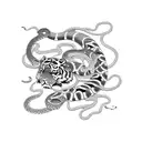 Tiger sword and snake  tattoo design idea