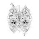 Design a medium size thigh tattoo in black/white fineline - diamond shape outline and incorporate a filling of - Iris fl tattoo design idea