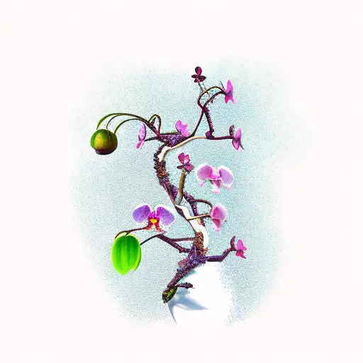 bonzai tree with orchidea  tattoo design idea