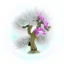 bonzai tree with orchidea  tattoo design idea