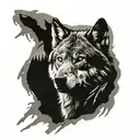gray wolf and war zone  tattoo design idea