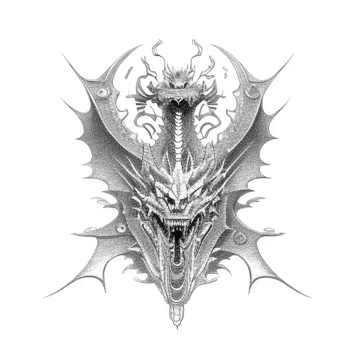 Mechanical dragon inspired by anime with intricate gears and machinery tattoo design idea