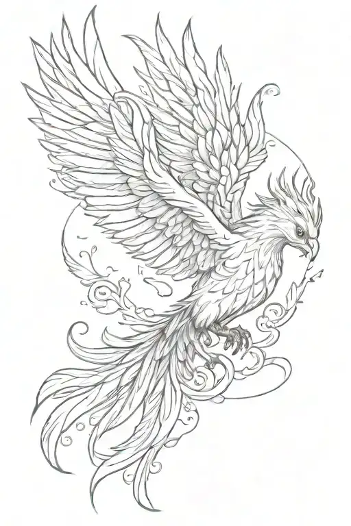 Phoenix flying up tattoo design idea