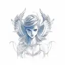 angel with a blue mowhawk tattoo design idea