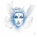 angel with a blue mowhawk tattoo design idea