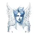 angel with a blue mowhawk tattoo design idea
