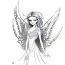 angel with a blue mowhawk tattoo design idea