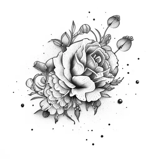 bloemen met hart tattoo design idea
