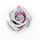 realism rose pink red colour around nipple tattoo design idea