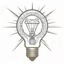 Light bulb with earth inside with sun rays off of the light bulb in black and white tattoo design idea