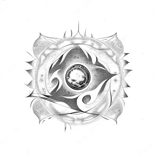An armband incorporating natural elements like fire, water, earth, air, and space tattoo design idea
