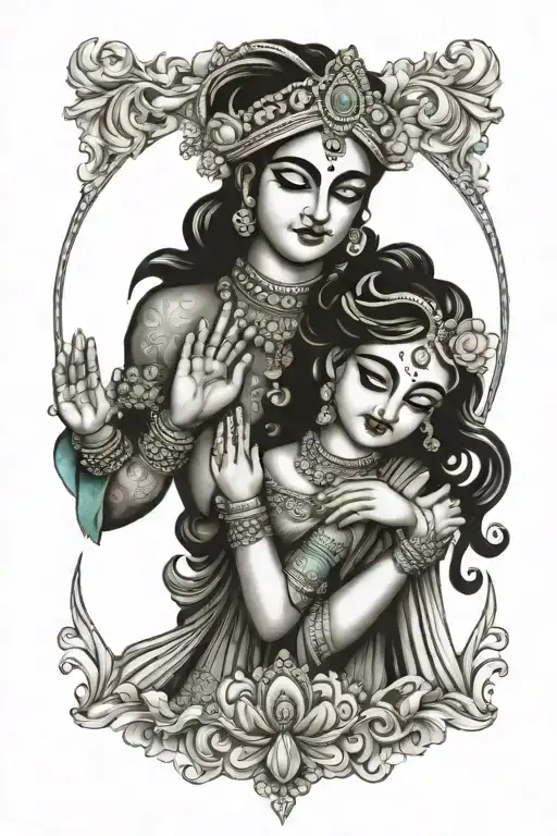 radha krishna in hand tattoo design idea