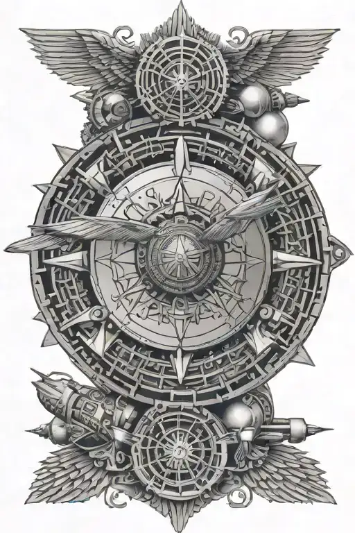 An intricate dotwork mandala design incorporating elements of explosive ordnance disposal gear, representing your occupation in the Air Force tattoo design idea