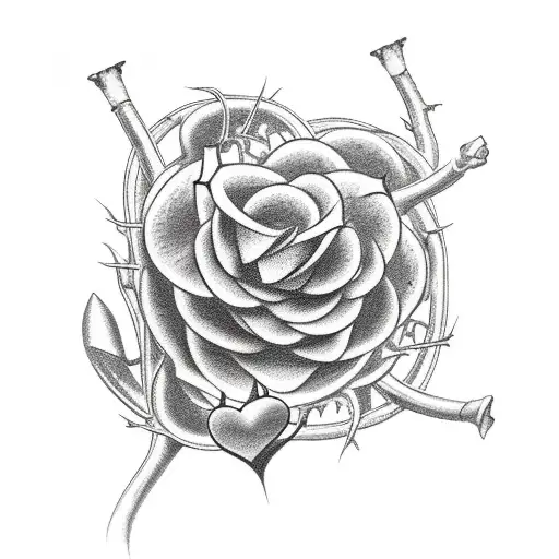 heart chaos, thorns tattoo design idea