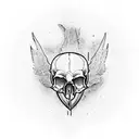 raven skull embedded in heart shaped cracked jewell heart tattoo design idea