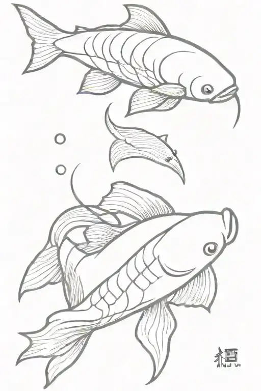stamp with two koi fish coming out of the stamp tattoo design idea