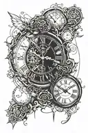 clock and roman numerals integrated tattoo design idea