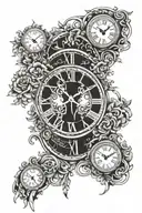 clock and roman numerals integrated tattoo design idea
