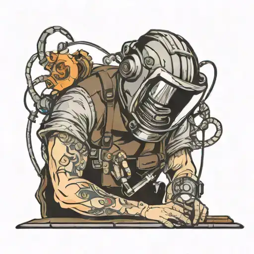 welder working tattoo design idea