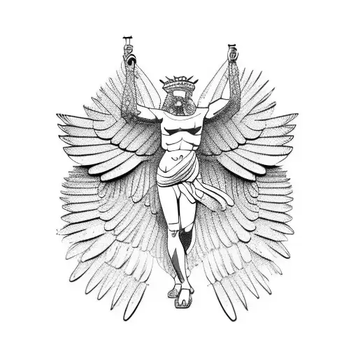 greek statue with wings tattoo design idea