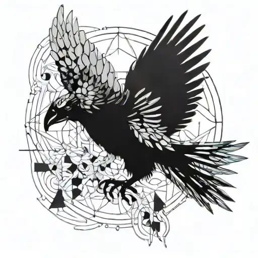 icarus with wax wings like feathers falling down melting  tattoo design idea