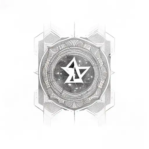 A chest tattoo of the word 'Colombo' in a bold and edgy font, with a cosmic background tattoo design idea