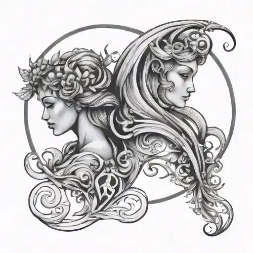 Virgo and Aquarius tattoo design idea