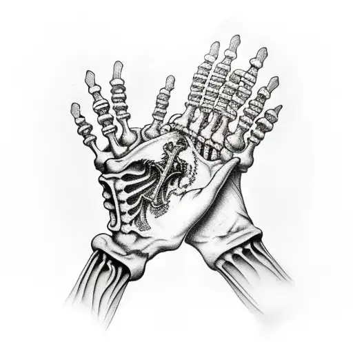 skeleton hand holding 4 aces  tattoo design idea