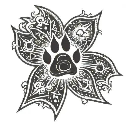 super nova star dog paw tattoo design idea