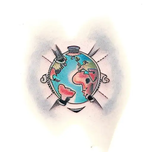 Traditional Globe Tattoo